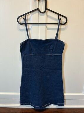 Vintage Denim Mini Dress with Thin Straps